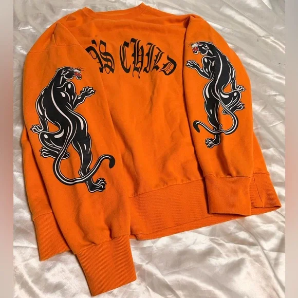 Vibrant Orange Y2K Crewneck Sweater - Picture 4 of 5